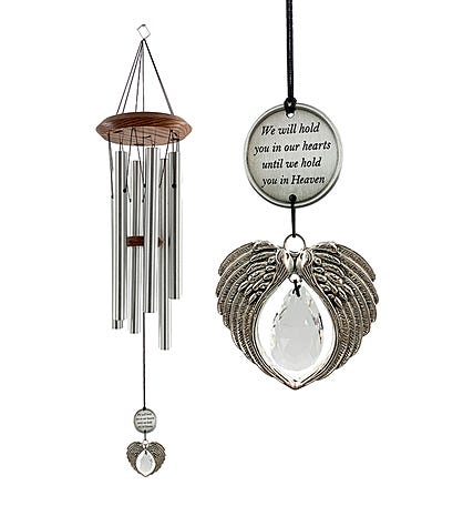 Memorial Angel Wing Wind Chime And Hanging Hook